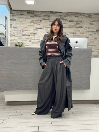 Trench Leather nero