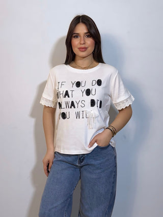 T-shirt Lace Statement nero