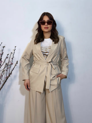 Giacca con cinta Emma panna