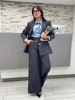 Tailleur pinstripe grigio
