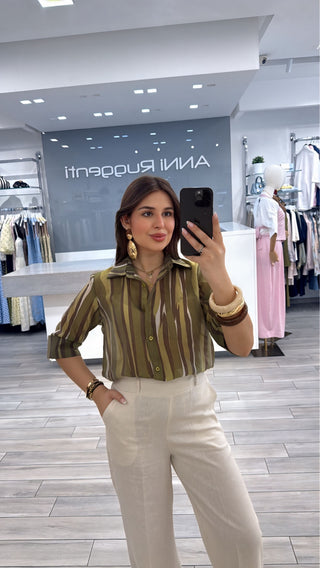Camicia riga verde