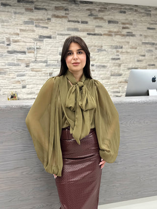 Camicia Bow verde